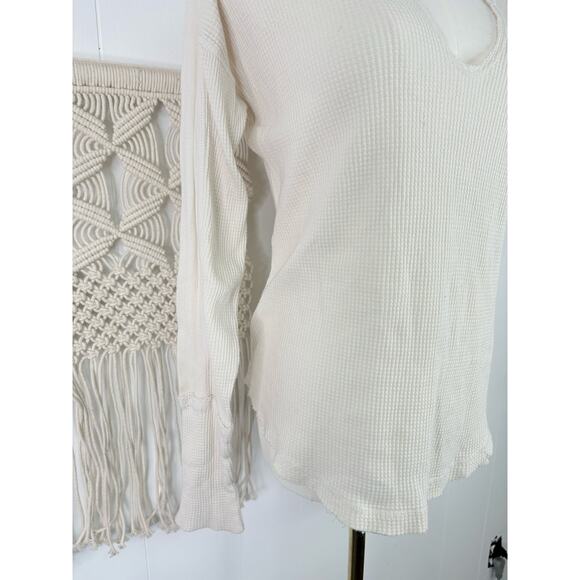 Free People Margo Essential Thermal Hoodie Womens Medium Cream Ivory - Picture 4 of 9